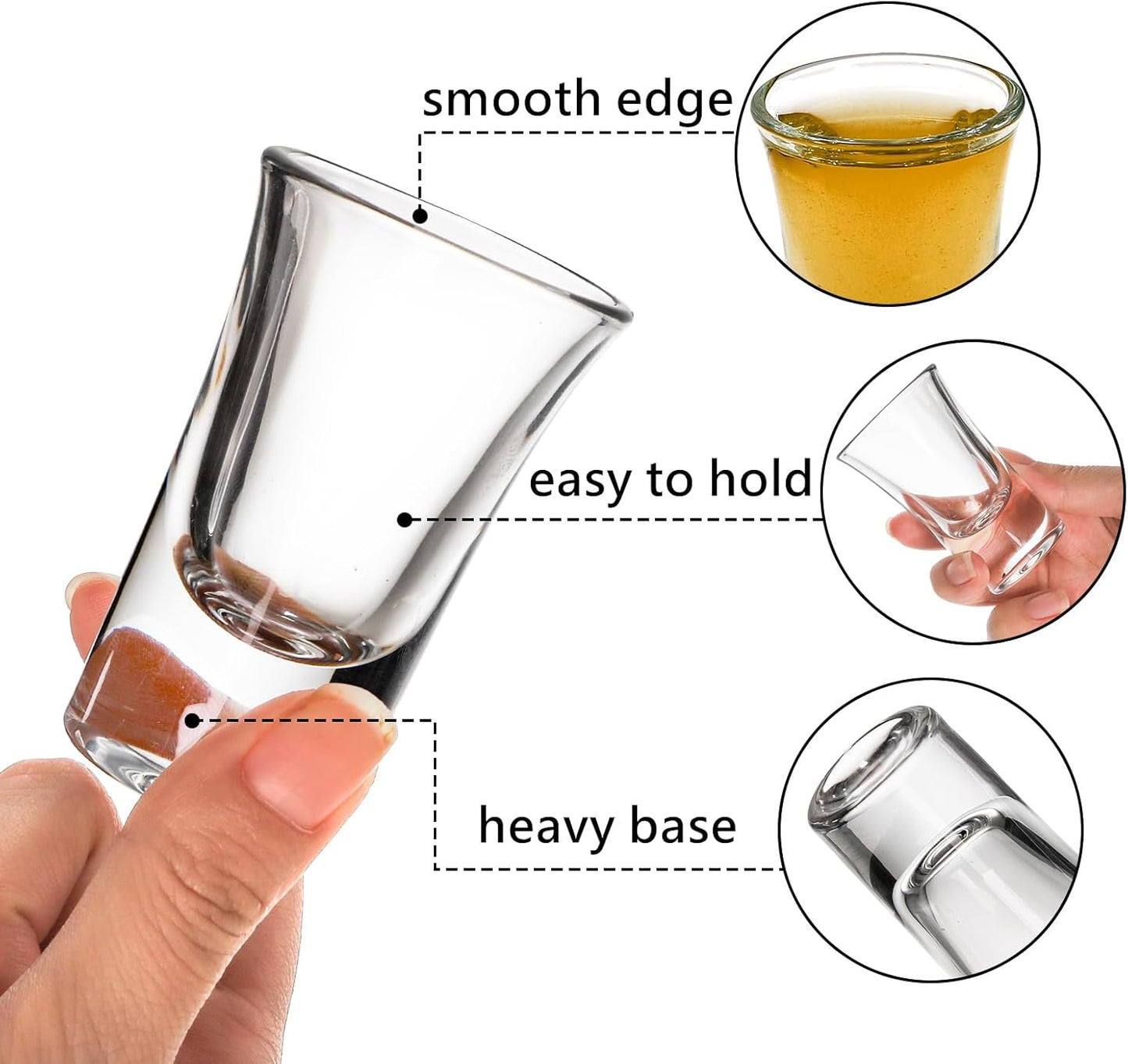 Tebery 30 Pack Shot Glass Bulk Heavy Base, 1.2 Oz Tequila Glass Set with 2 Bottle Pourer, Clear Small Whiskey Shot Glass Cups for Vodka, Liquors, Cocktail, Espressos, Bar
