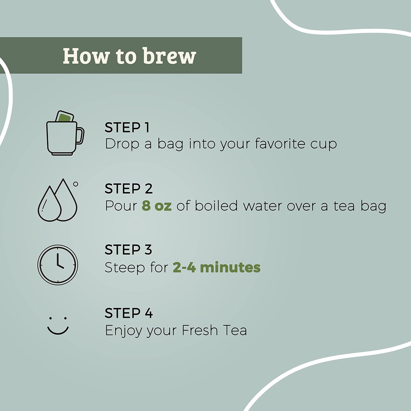 Fescha Organic Decaf Jasmine Green Tea Bags Flower-scented Tea (50-count), Eco-Conscious Tea Bags, Packed by Resealable Kraft Bag