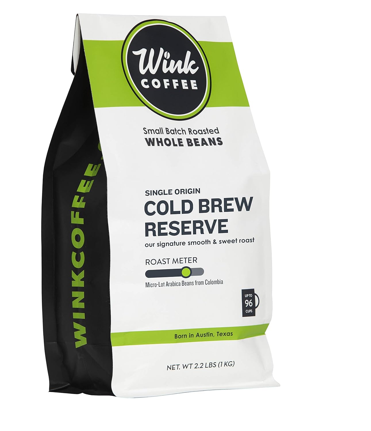 Wink Coffee Cold Brew Reserve, Dark Roast Whole Bean Coffee, Single Origin Colombian Arabica Beans, 2.2 lb, Small-Batch, Smooth, Sustainably Sourced