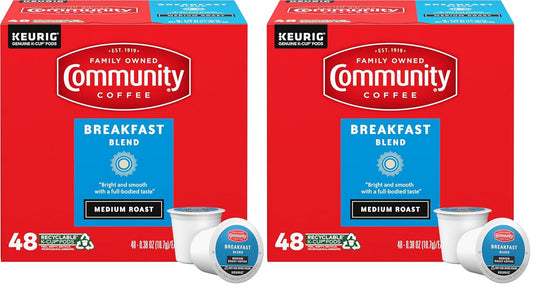 Community Coffee Breakfast Blend Medium Roast Single-Serve Keurig K-Cup Pods 48 Count (Pack of 2)
