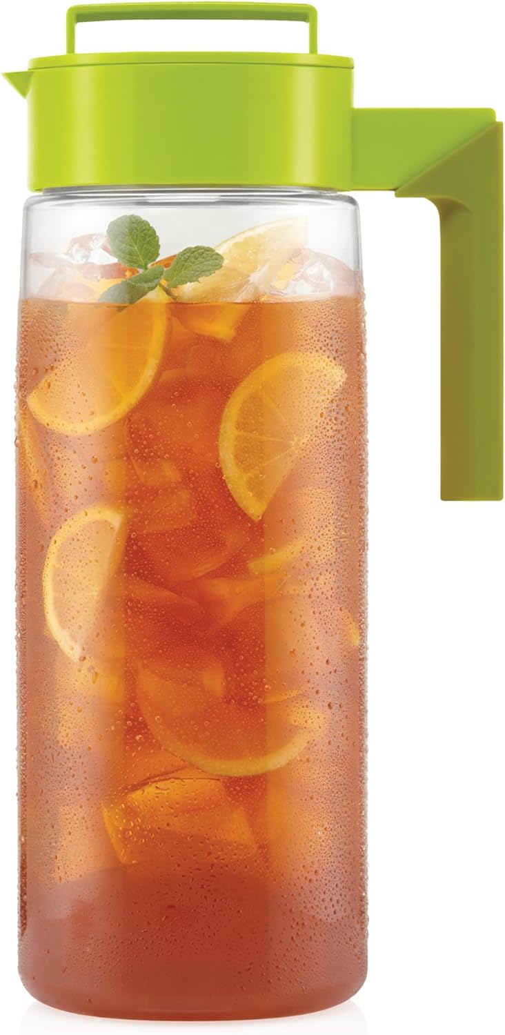 Takeya Airtight Pitcher - Everyday-Use Airtight Pitcher for Iced Tea & More - Clear Pitcher with Lid - Lightweight Kitchen Essential - Spill-Proof & Durable Kitchenware - 2 Quart, Avocado