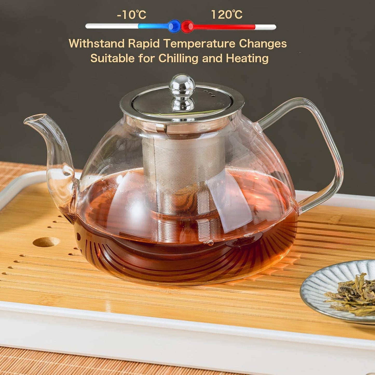 1200 ml/40 oz Glass Teapot with Infuser, Glass Tea Kettle Stovetop，Tea Pot with Infusers for Loose Tea, Tea Maker Gift