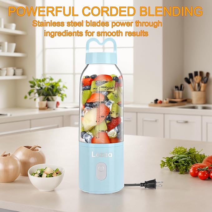 Smoothie Blender,Personal Blender with Funnel, Portable Blender for Shakes and Smoothies, 6 Stainless Steel Blades for Powerful Blending Performance,175W Blue (Blue)