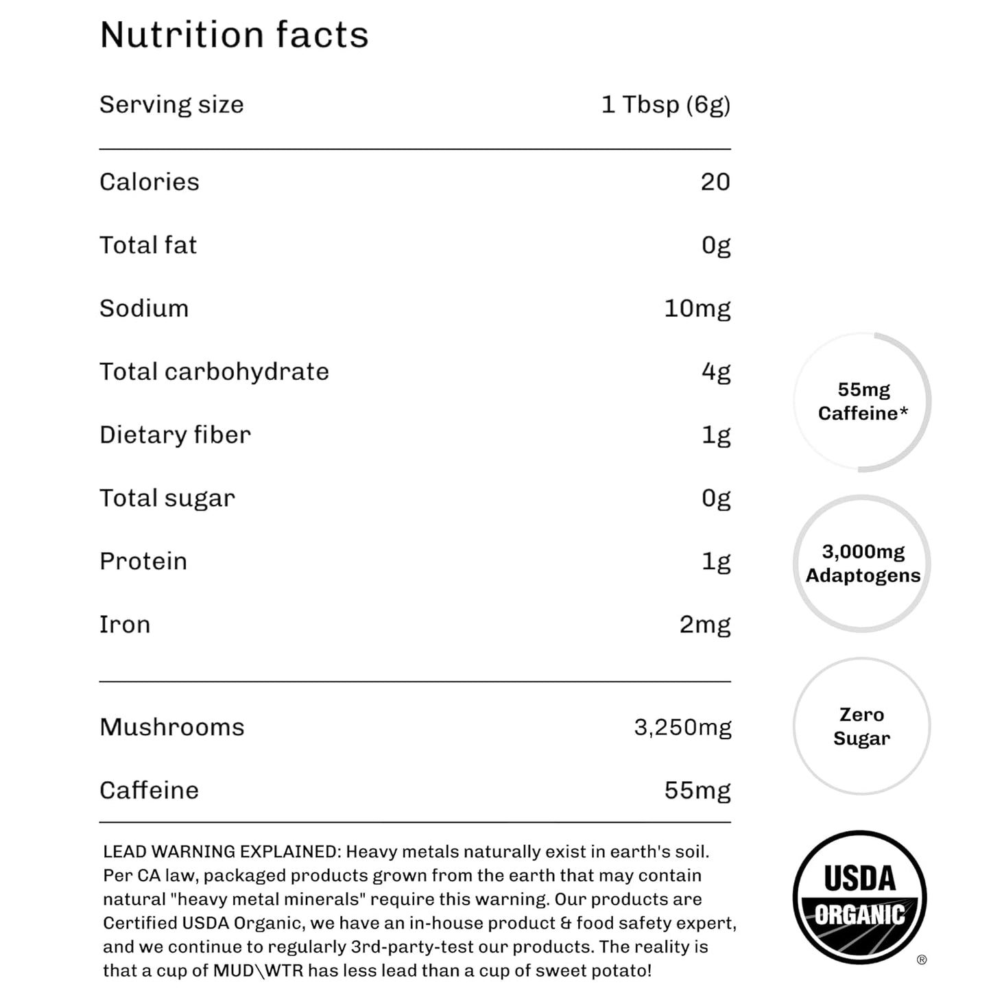 MUDWTR Mushroom Matcha Powder | 3,000mg of Adaptogenic Mushrooms | Japanese Matcha Powder Blend | USDA Organic | Energy, Focus & Immunity Support | Lion's Mane, Chaga, Reishi, Cordyceps | 30 Servings