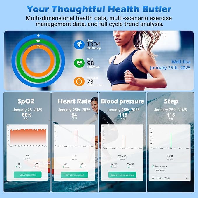 Smart Ring Health Fitness Tracker for Women Men