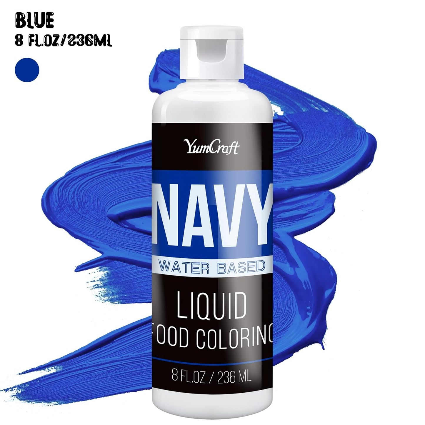 Food Coloring Liquid - Vibrant Color Food Coloring for Cake Decorating, Baking, Easter Egg, Icing - Tasteless Food Color Dye for Fondant, Cooking, Slime, Airbrush (Navy, 8 Fl.oz)
