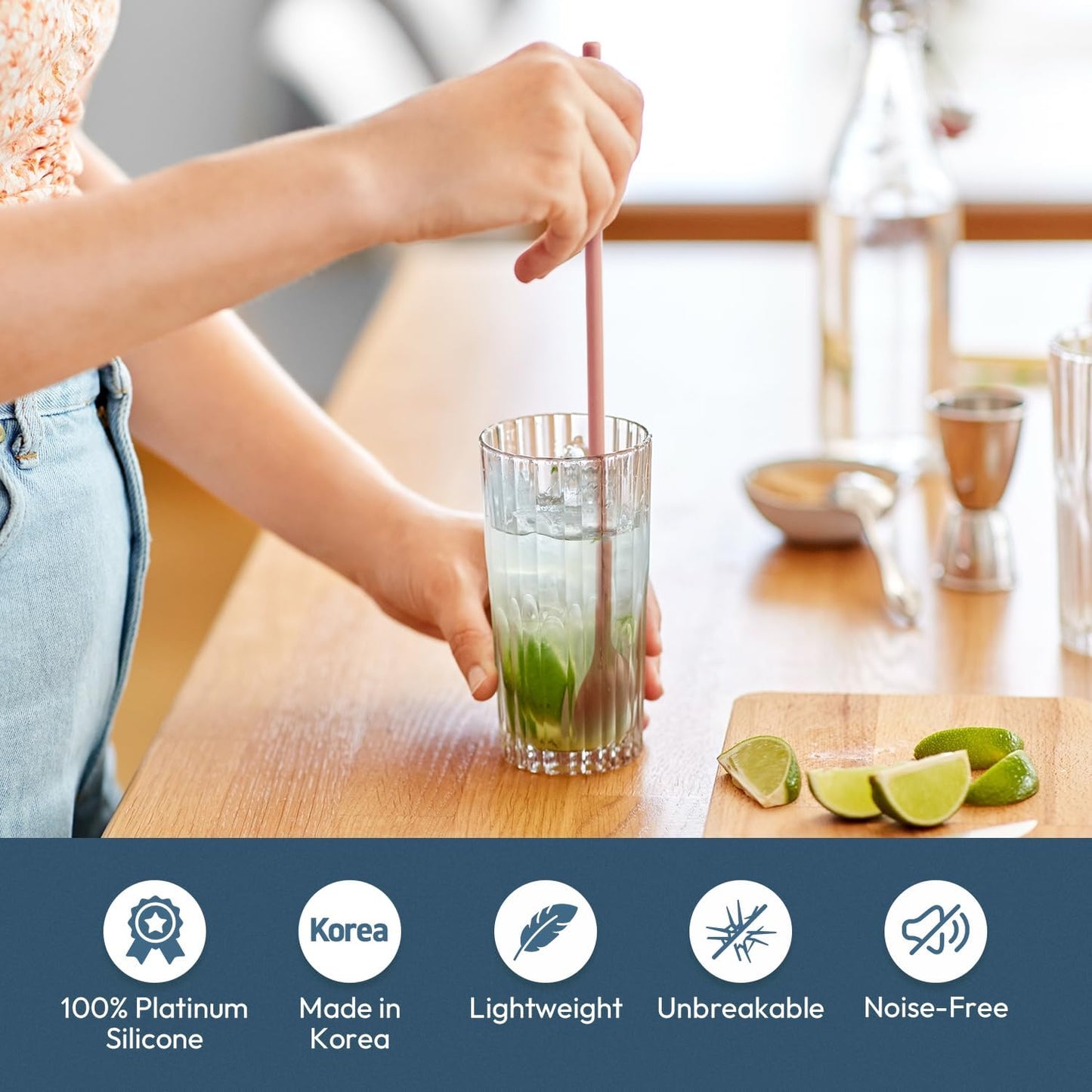 carrotez 9.9" Silicone coffee stirrer, Long Reusable Coffee Spoon for Iced Tea, Multipurpose Beverage Stirring Spoon - Coral Pink