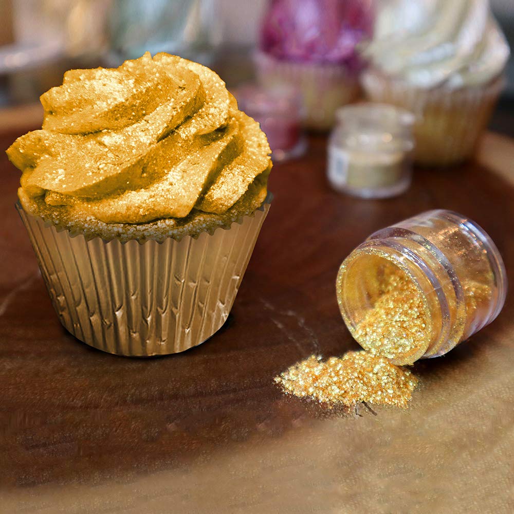BAKELL Royal Gold Edible Glitter, 25 Grams | TINKER DUST Edible Glitter | KOSHER Certified | 100% Edible Glitter | Cakes, Cupcakes, Cake Pops, Drinks, Dessert Vegan Glitter & Dusts (25g, Royal Gold)