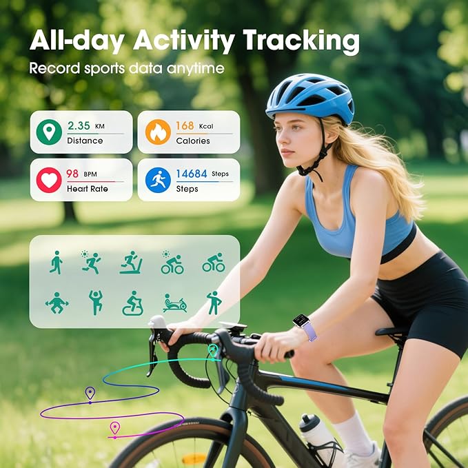 Smart Watch No App/Phone Required,42mm Smartwatch for Women Men,Fitness Tracker Watch with Heart Rate Monitor, Sleep Tracker, Pedometer,Step Counter,IP68 Waterproof, for Android iOS Phones