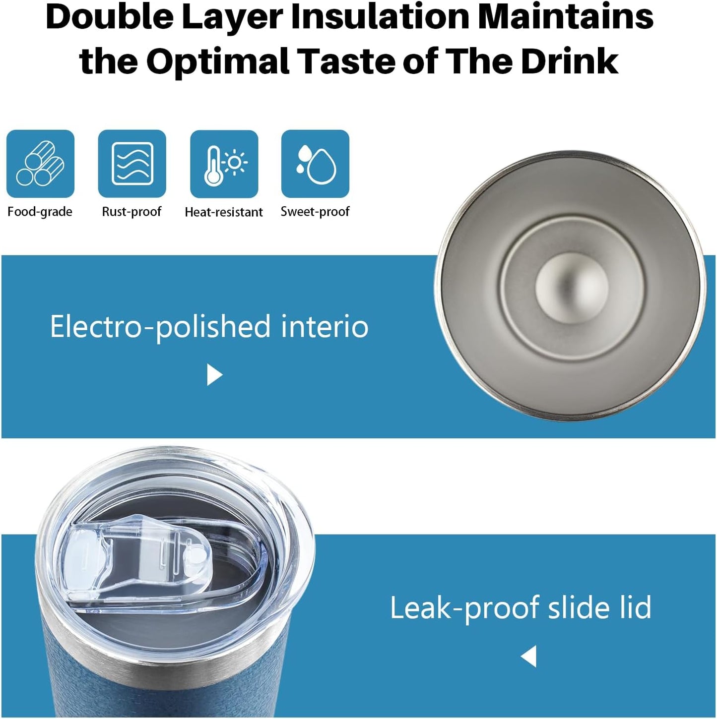 20 oz Skinny Tumbler with Lid and Straw,Stainless Steel Vacuum Insulated Tumbler Double Wall Travel Coffee Mug,Insulated Cup for Coffee, Tea, Beverages,Office (Texture Blue,1)