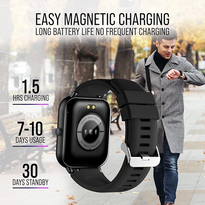 Smart Watch (Answer/Make Calls) 1.83" Fitness Tracker Heart Rate Blood Pressure Oxygen Sleep Monitor 200 Sport Modes Step Calories Trackers IP67 Waterproof Android iPhone Women Men (Black)