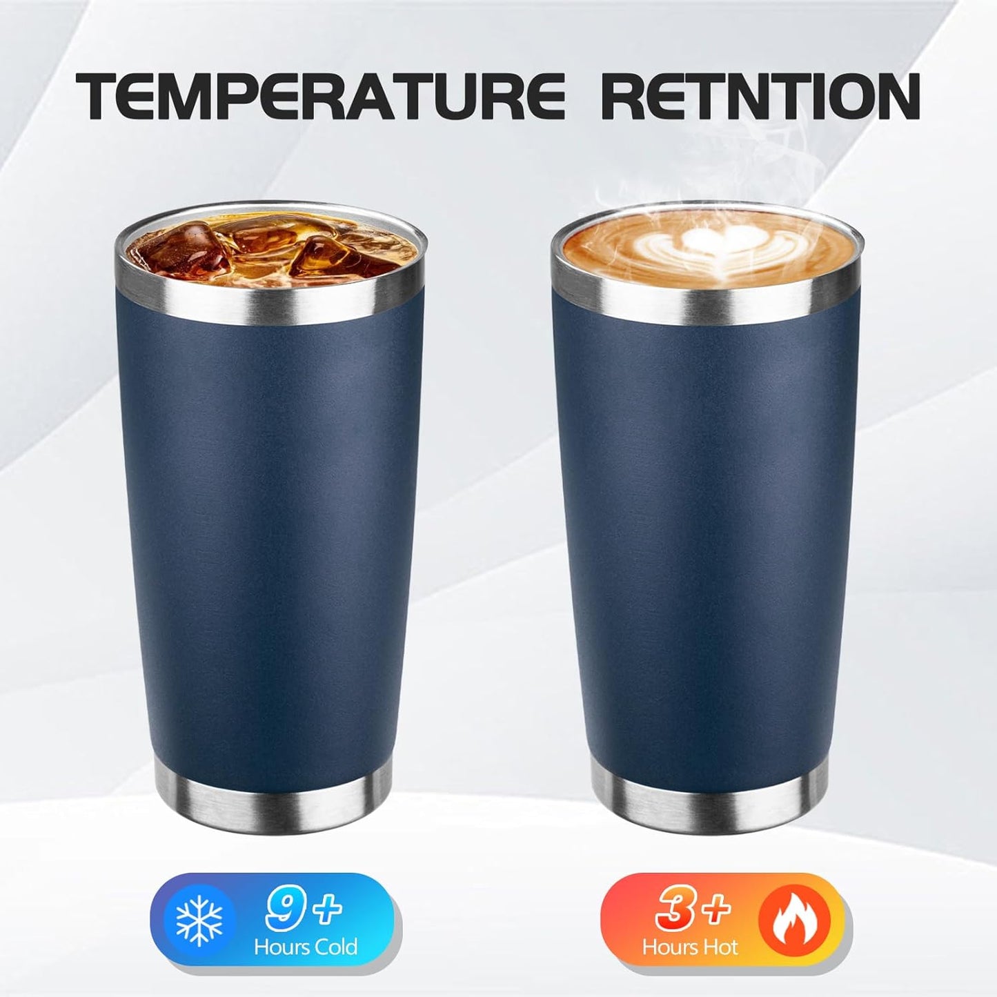 StarSpeed 20oz Tumbler Bulk with Lid, Stainless Steel Insulated Tumblers Double Wall Vacuum Insulated Travel Mug, Powder Coated Coffee Cups for Hot and Cold Drinks(Navy Blue,1)