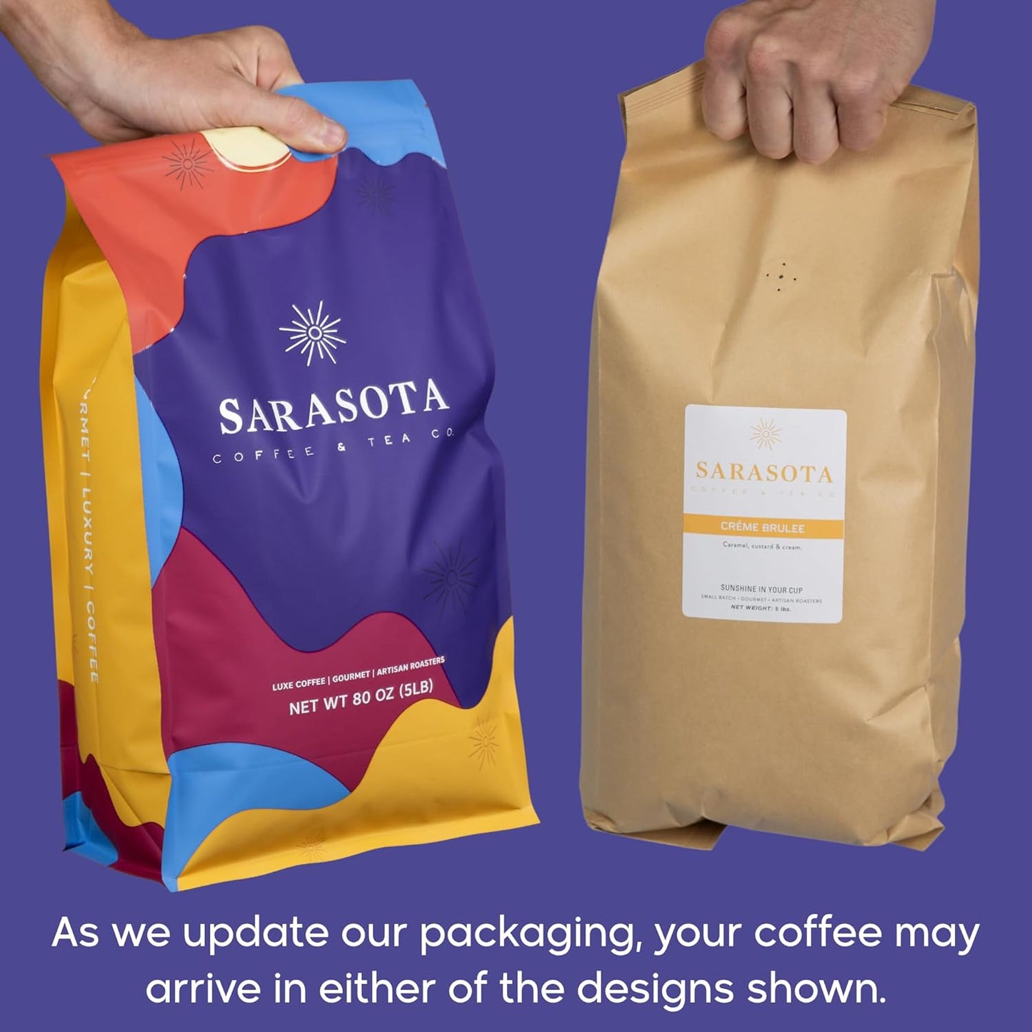 Sarasota Coffee Ground Creme Brulee | Medium Roast Gourmet Flavored Coffee Grounds | Low Acid, Mold Free, Specialty Grade Flavored Bulk Ground | 5lb (80 oz)