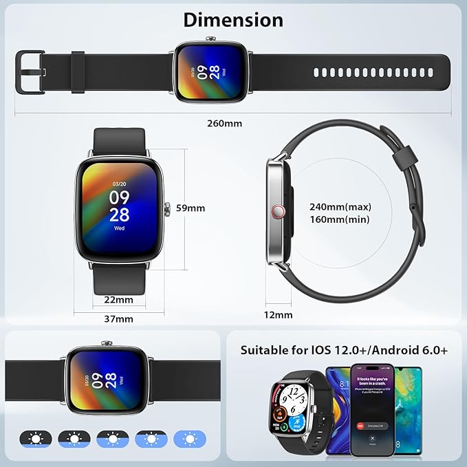 Smart Watch for Women Men, 2025 New Smartwatch (Answer/Make Call) for iPhone/Android, 1.85" HD 60+FPS Screen Fitness Tracker with 110+ Sport Modes, Sleep/Health Monitor, IP68 Waterproof, with 2 Bands