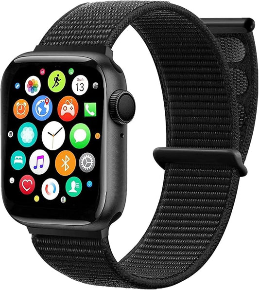 Smart Watch for Men Women for Android iOS Phones Compatible with iPhone, HCHLQL Full Touch Screen Fitness Tracker with Call/SMS/Heart Rate/Blood Oxygen Monitor/Pedometer/Nylon Sport Bands (Black)