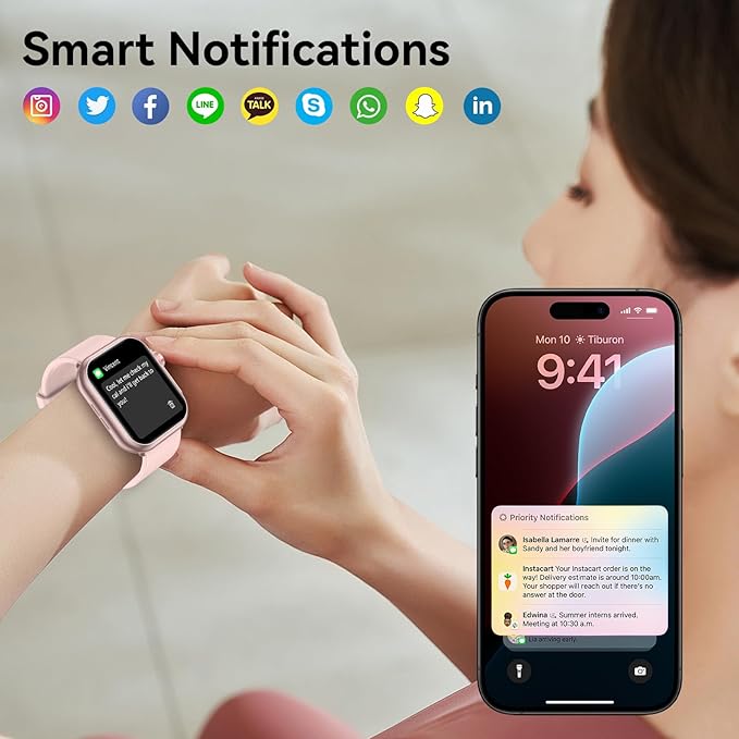 Smart Watch for Men Women, 1000 mAh 100 Day Battery Life, 1.85" Fitness Tracker with Call Function, 110+ Sport Modes, Heart Rate, Sleep Monitor Fitness Watch, IP68 Waterproof, Compatible iOS Android
