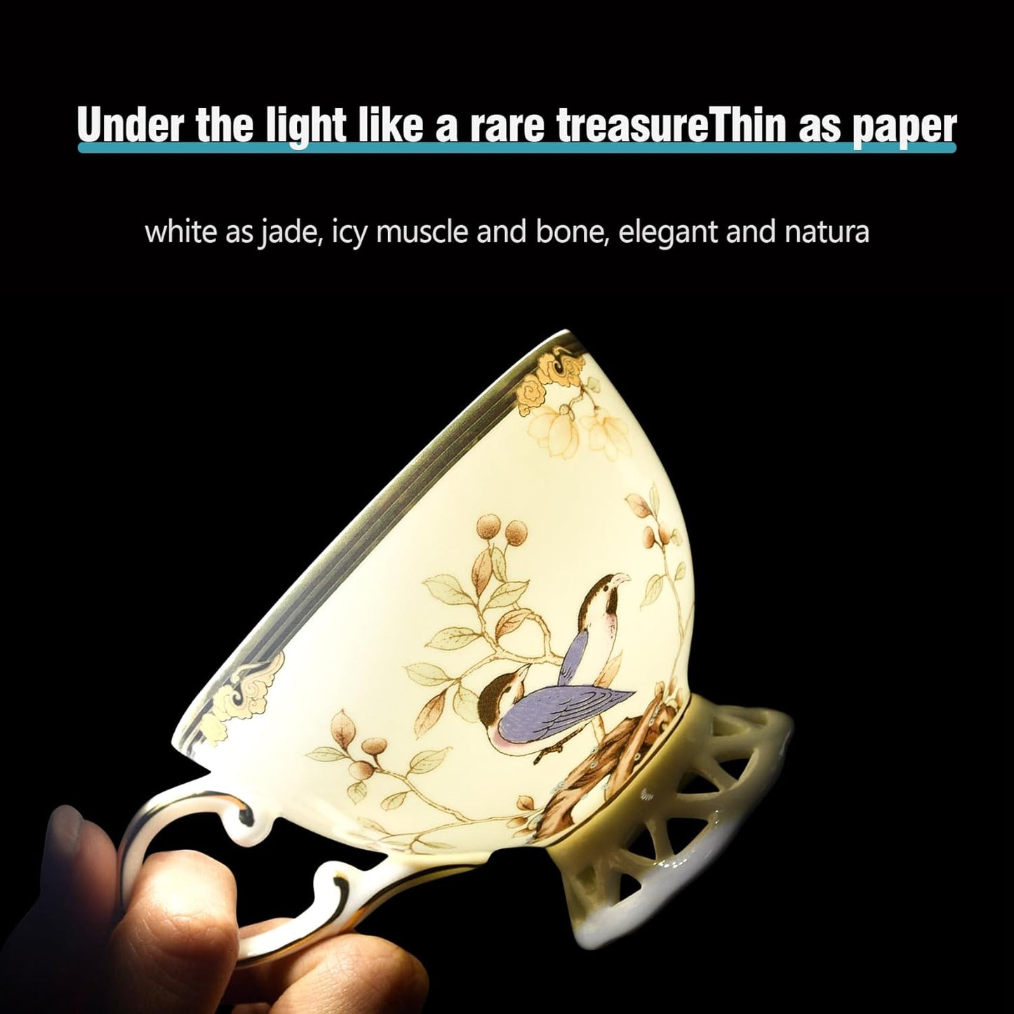 ACMLIFE Fine Bone China Tea Set with Teapot, Porcelain Tea Sets for Adults, 21-Piece Vintage Tea Set for 6, 24K Gold Blue English Floral British China Tea Sets for Women Tea Party for Gifts