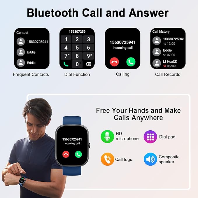 Smart Watch, 1.91"HD 2025 Smartwatch for Men Women (Answer/Make Call), 112+ Sports IP68 Waterproof Fitness Activity Tracker, Heart Rate/Sleep Monitor/Pedometer/Calories, Fitness Watch for Android iOS