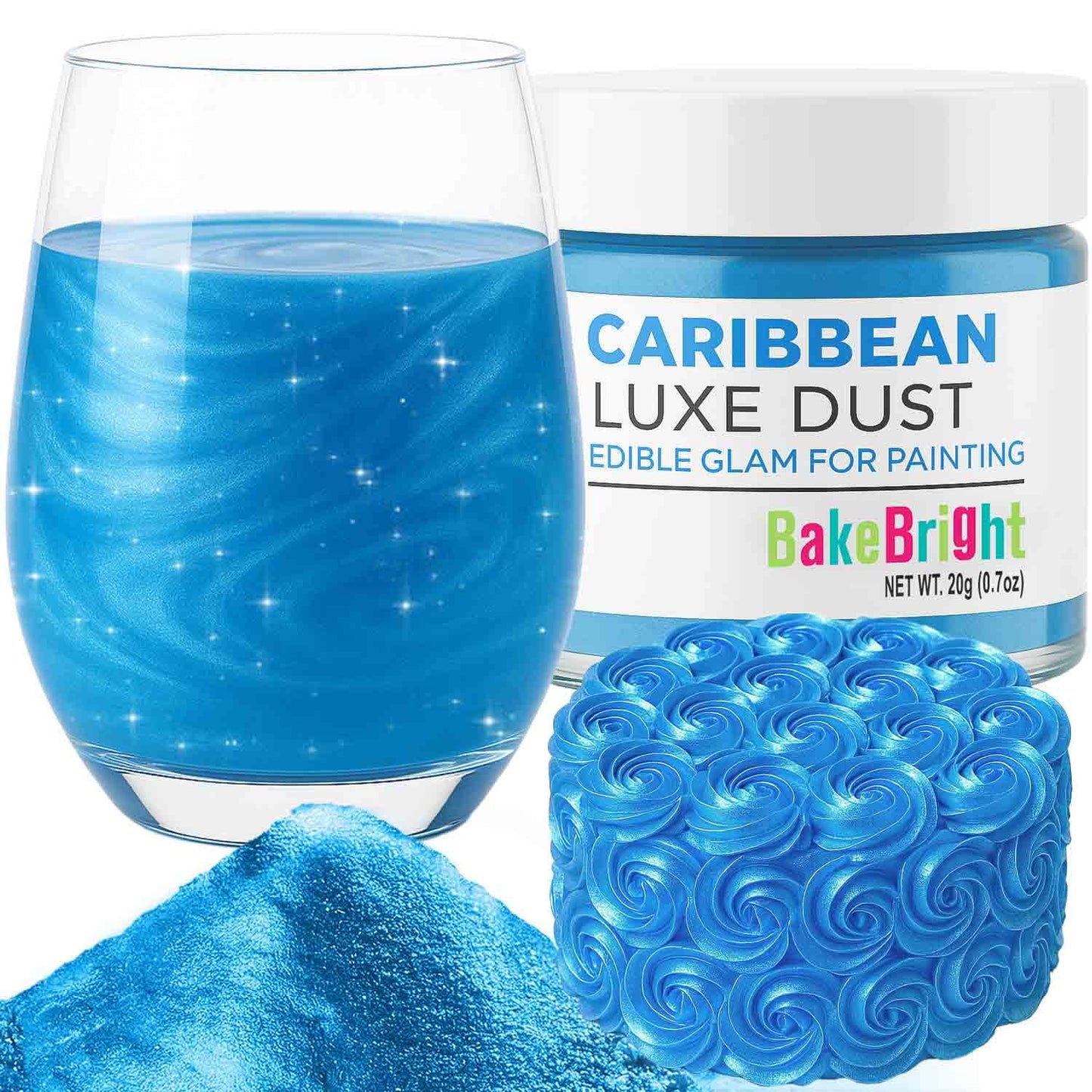 Bulk (20g) Light Blue Luster Dust Edible Glitter for Cocktails | Premium Edible Light Blue Luster Dust for Cake Decorations - Edible Glitter for Drinks Cupcakes Cookies Cakes Food Paint