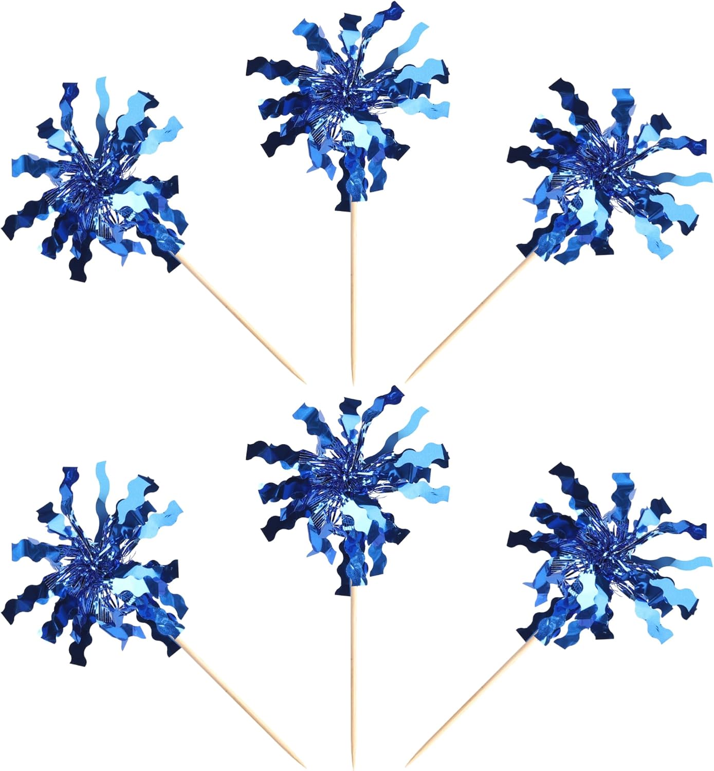 30 PCS Foil Firework Cupcake Toppers Sparkle Tinsel Cupcake Picks Happy Birthday Cake Toppers Drink Stirrers Cocktail Fruit Toothpicks for Baby Shower Birthday Party Decorations Supplies Dark Blue