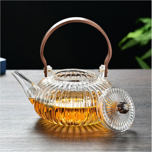 Glass Teapot with Infuser Clear Glass Tea Kettle 30 oz Tea Pot for Stove Top, Loose Tea, Tea Maker Gift