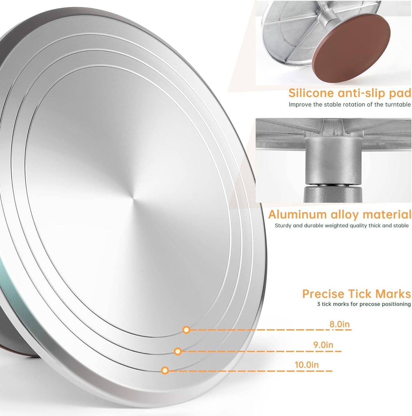 12 Inch Cake Turntable Decorating Stand with Aluminum,Cake Turntable Decorating Kit, Rotating Cake Stand for Cake,Cake Spinner Stand Set Pastries Cake Decorations Cake Turner Table Decorating Tools