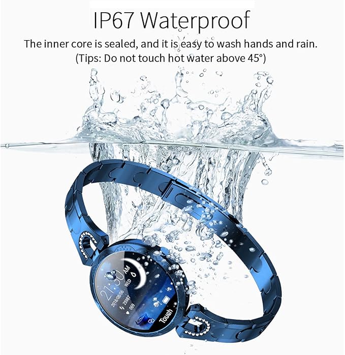 Smartwatch for Women Compatible for Android/iOS Phones. Health and Fitness Tracker with Heart Rate Blood Pressure Bluetooth Remote Photography Female Menstrual Cycle (Gold)