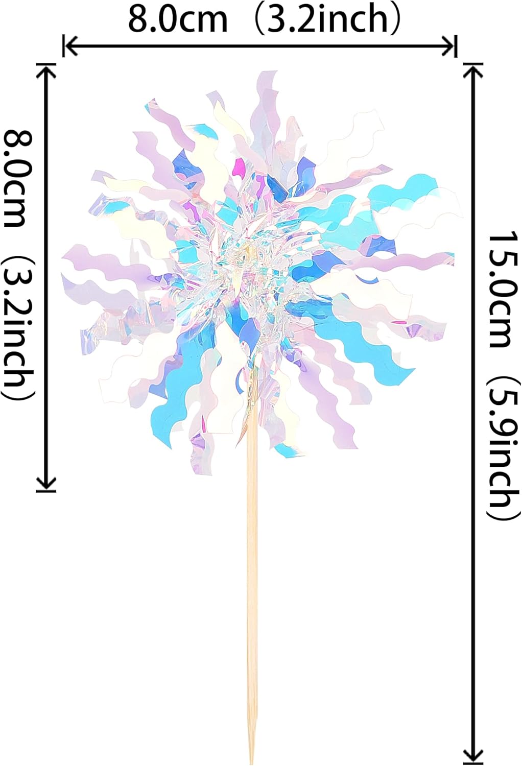 30 PCS Foil Firework Cupcake Toppers Sparkle Tinsel Cupcake Picks Happy Birthday Cake Toppers Drink Stirrers Cocktail Food Fruit Toothpicks for Baby Shower Birthday Party Decorations Supplies Silver