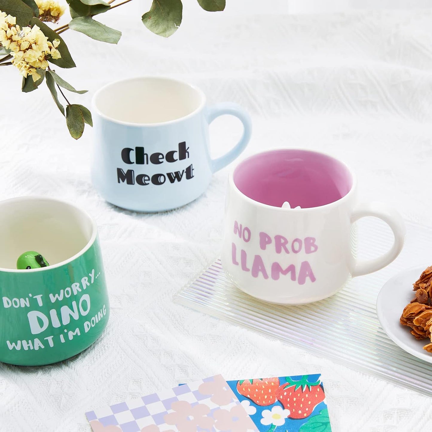 Penguin Ceramic Cup Hidden 3D Animal Inside Mug,12 oz Cute Cartoon Handmade Figurine Mugs,Christmas Birthday Surprise for Friends Family or Kids (Penguin)