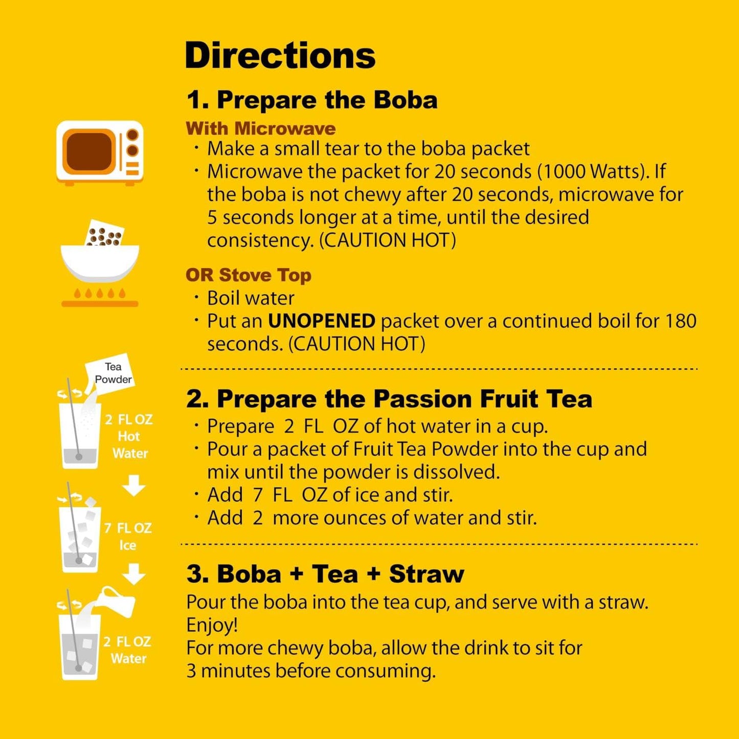 J WAY Instant Passionfruit Pineapple Green Tea Kit with Authentic Fruity Colorful Tapioca Boba, Ready in Under One Minute, Paper Straws Included - 3 Servings