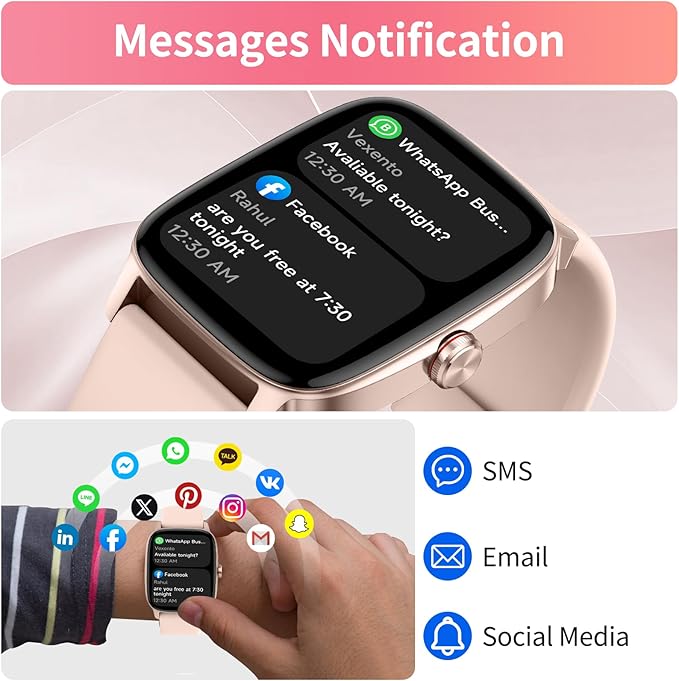 Smart Watch for Men Women, Bluetooth Calling, AI Built-in, IP68 Waterproof, Fitness Tracker, Sleep Monitoring, 1.85'' DIY Dial, 100+ Sports Modes, 7 Days Battery, Compatible with Android & iPhones