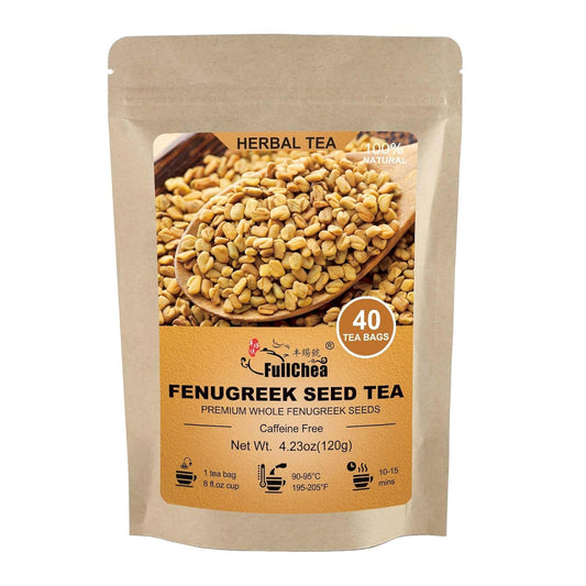 FullChea - Fenugreek Seed Tea Bags, 40 Teabags, 3g/bag - Premium Whole Fenugreek Methi Seeds - Non-GMO - Caffeine-free - Support Digestion