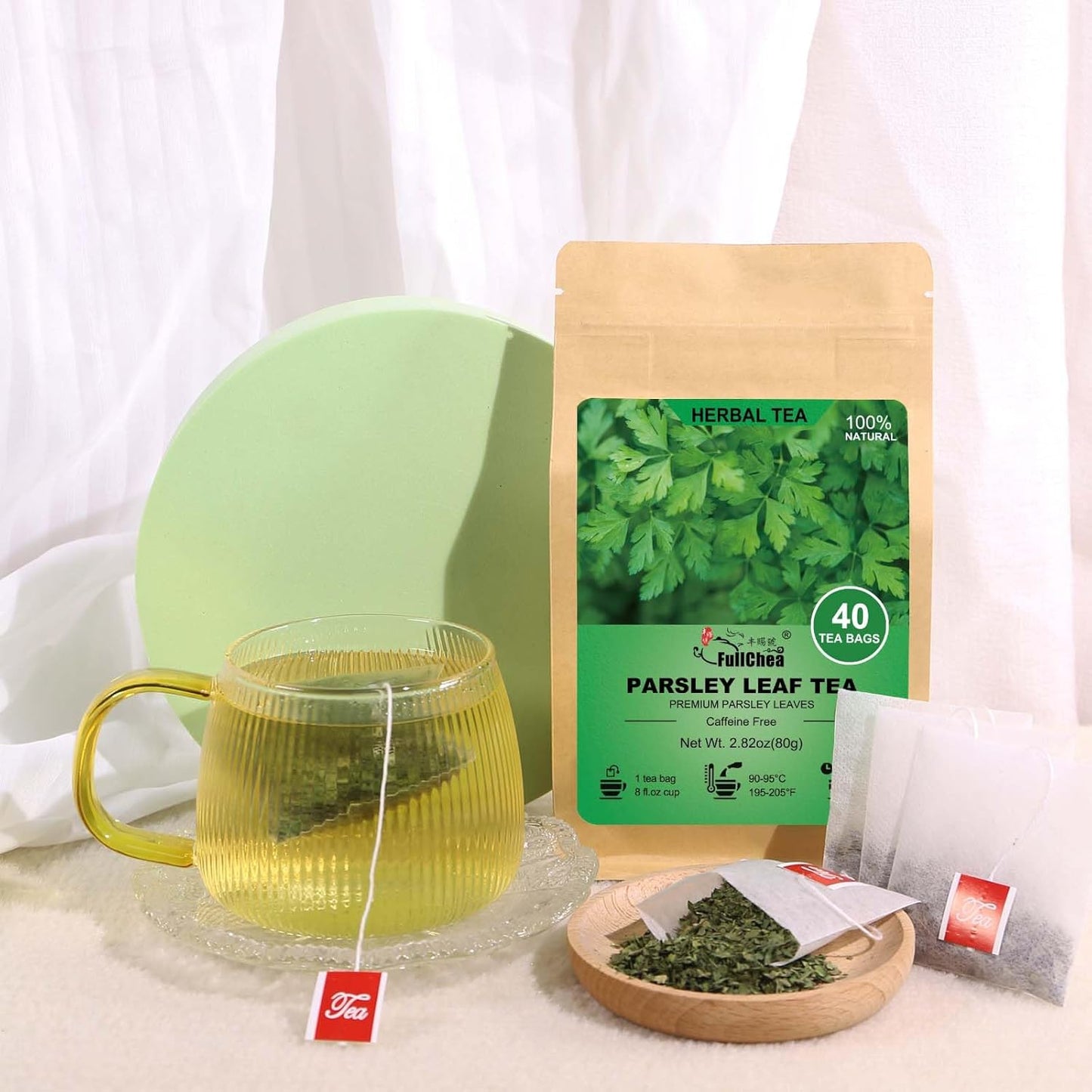 FullChea - Parsley Tea Bags, 40 Teabags, 2g/bag - Premium Parsley Leaves - Non-GMO - Caffeine-free - Aid Digestion & Boost Immunity