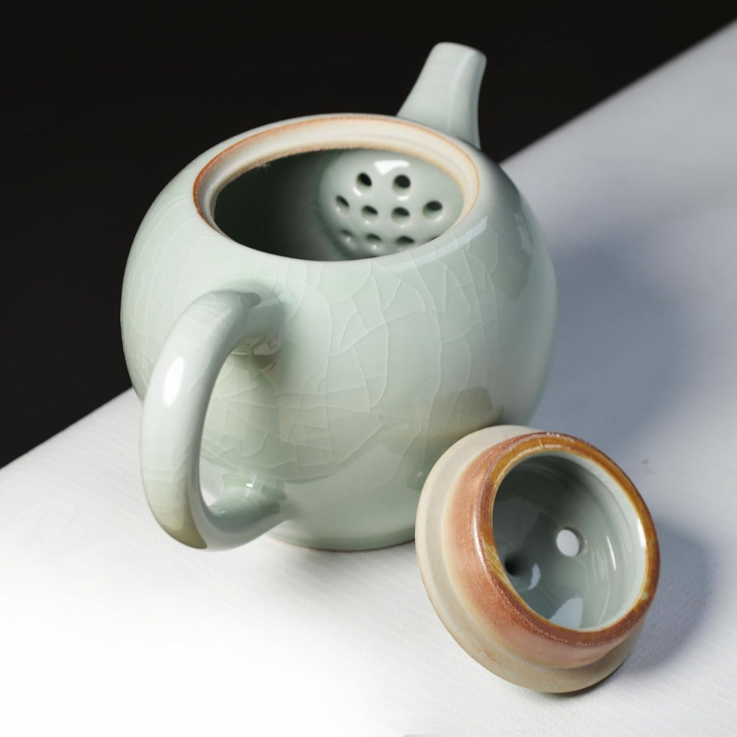Small Ceramic Teapot, 9oz Tea Pot Chinese Tradition Kiln-changed Glaze Ice Cracked Porcelain Pot kettle
