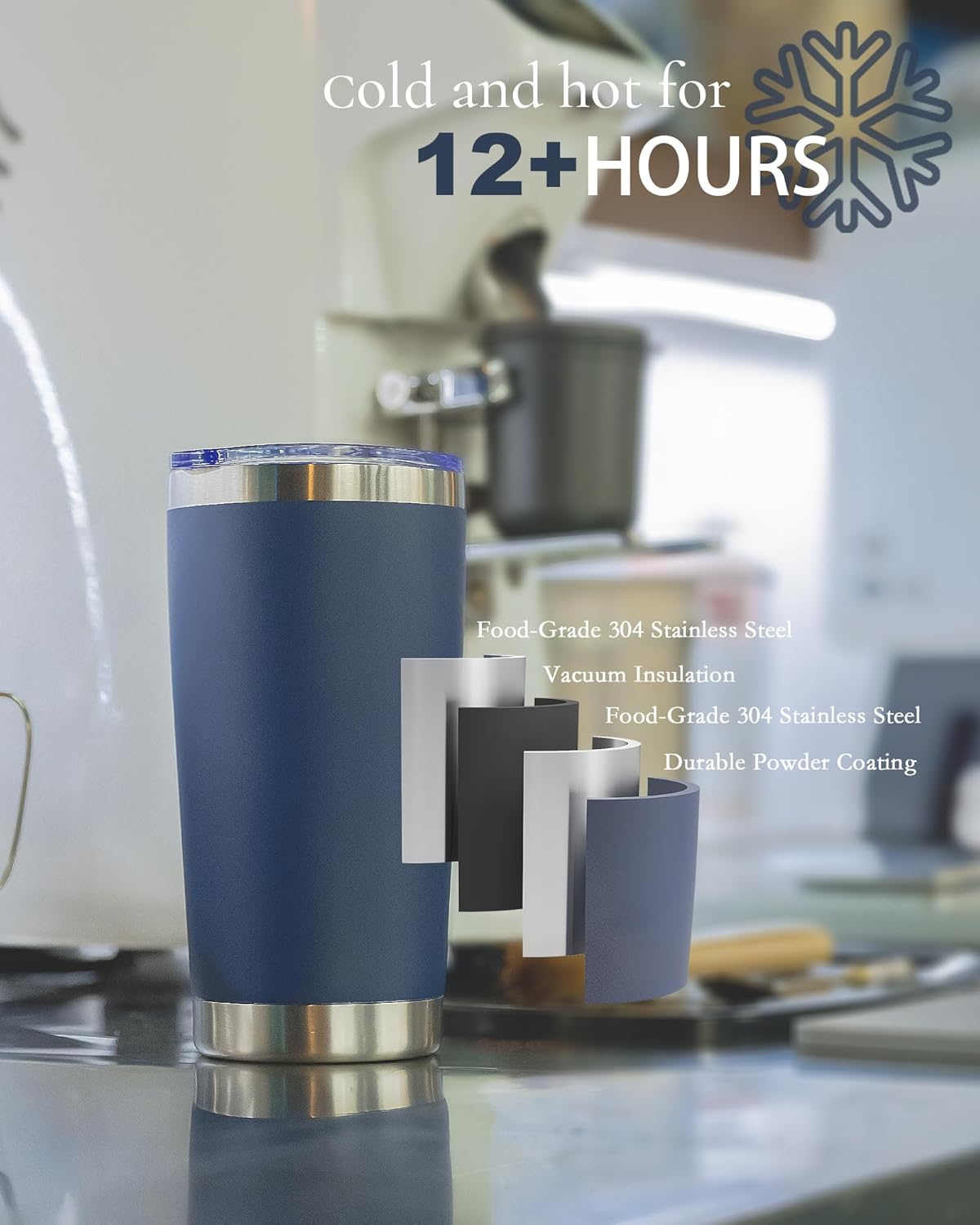 Travel Coffee Tumbler 20oz, 1 Pack Leakproof Travel Coffee Mug with Lid and Straw, Stainless Steel Double Wall Vacuum Insulated Tumbler for Hot/Iced Drinks (Textured Matte, Periwinkle)