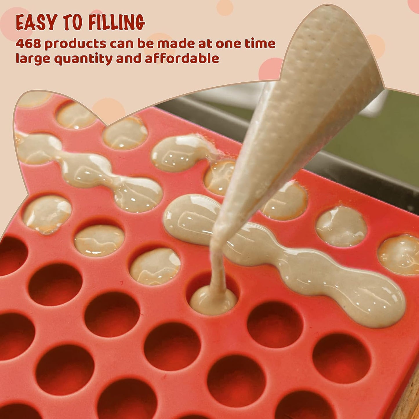 HKNMTT Silicone Mini Round Shape Molds, 468 Cavities Tiny Semi Sphere Baking Sheet Dog Treats Molds Candy Freezer Oven Safe Homemade Dog Treats Kit BPA Free Food Grade