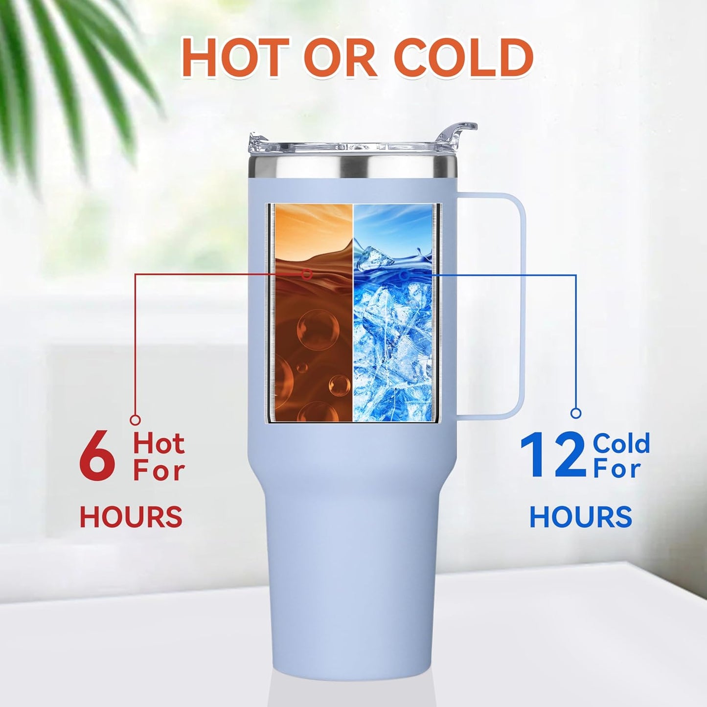 HASLE OUTFITTERS 40 oz Stainless Steel Tumbler with Handle, Vacuum Insulated Tumblers Bulk, Reusable Double Wall Travel Coffee Mug, Durable Powder Coated Water Bottle(Blue, 8)