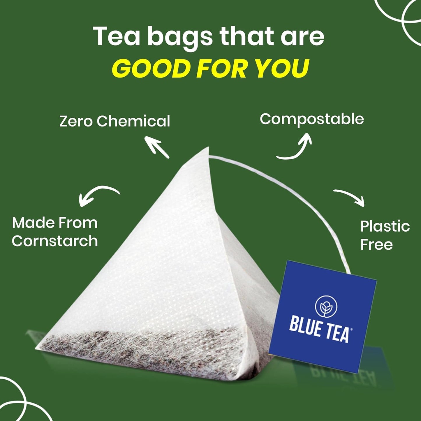 BLUE TEA - Lemon Balm Tea - 100 Count - Plant Based Tea Bag | RELIEVES STRESS - IMPROVES DIGESTION | Reduces Bloating | Refreshing Citrus Flavour - Leaf Based - Caffeine Free | Ziplock Pouch