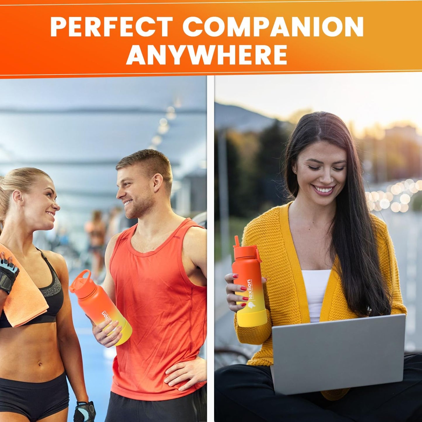 Lexlion 32 Oz Triple Walled Insulated Stainless Steel Fruit Infuser Bottle, Thermal Leaf Infuser, Silicone Sleeve, 3 Lids Leakproof, Metal Mug Gallon