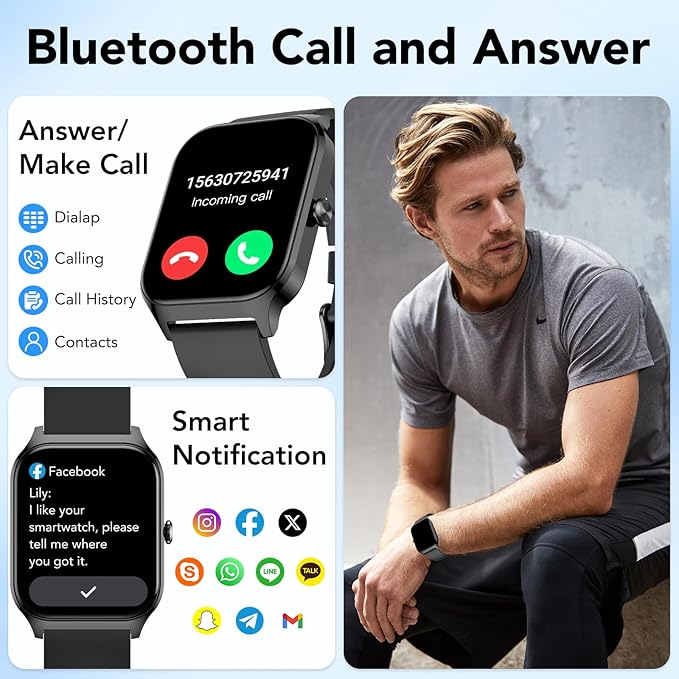 Smart Watch, 1.85" Smartwatch for Men Women(Answer/Make Call), 2025 Fitness Watch with 115+ Sports Modes/Heart Rate/SpO2/Pedometer/Sleep Monitor, IP68 Waterproof Activity Tracker for Android iOS