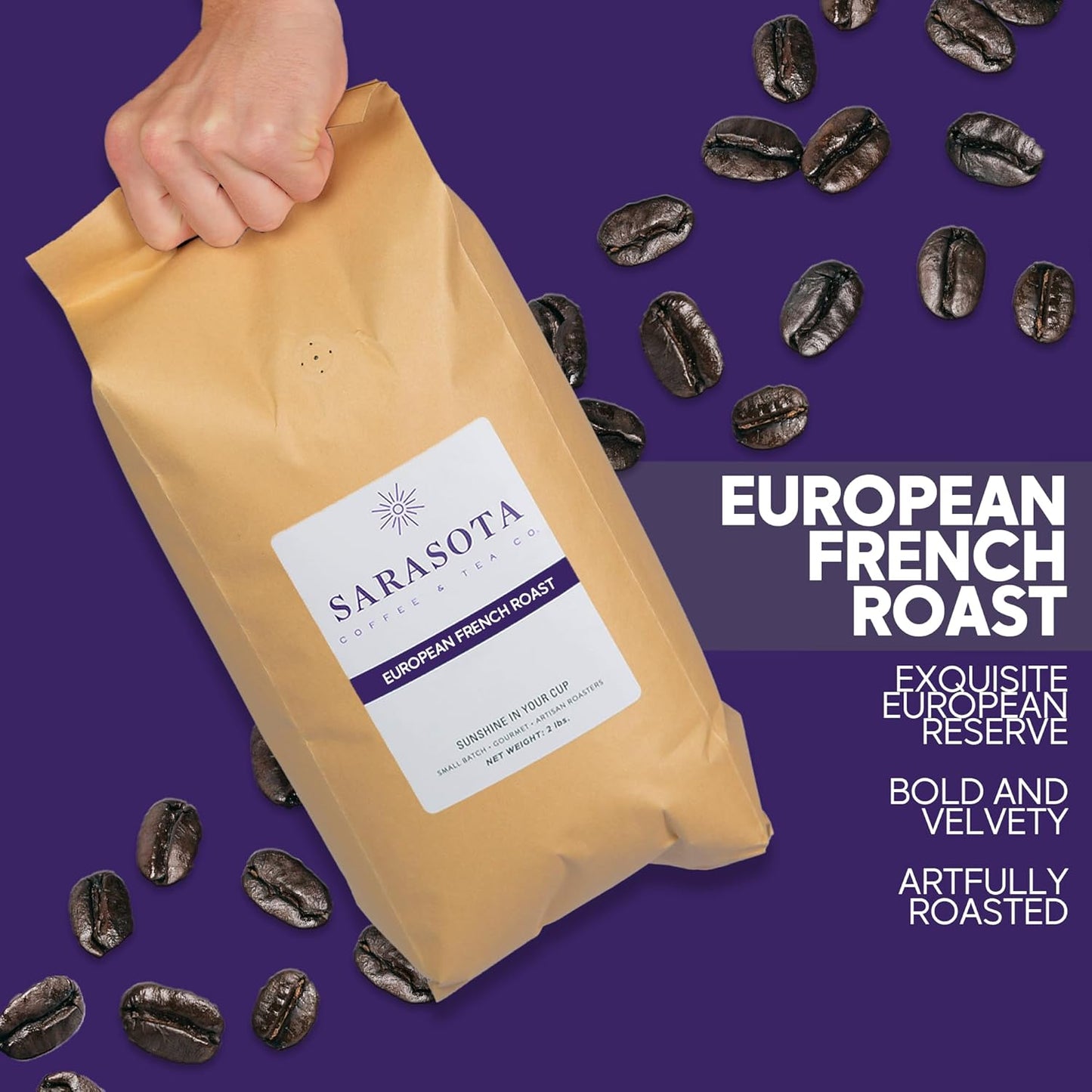 Sarasota Coffee Ground Cubano European French Roast | Dark Roast Gourmet Coffee Grounds | Low Acid, Mold Free, Specialty Grade Bulk Ground Coffee | 5lb (80 oz)