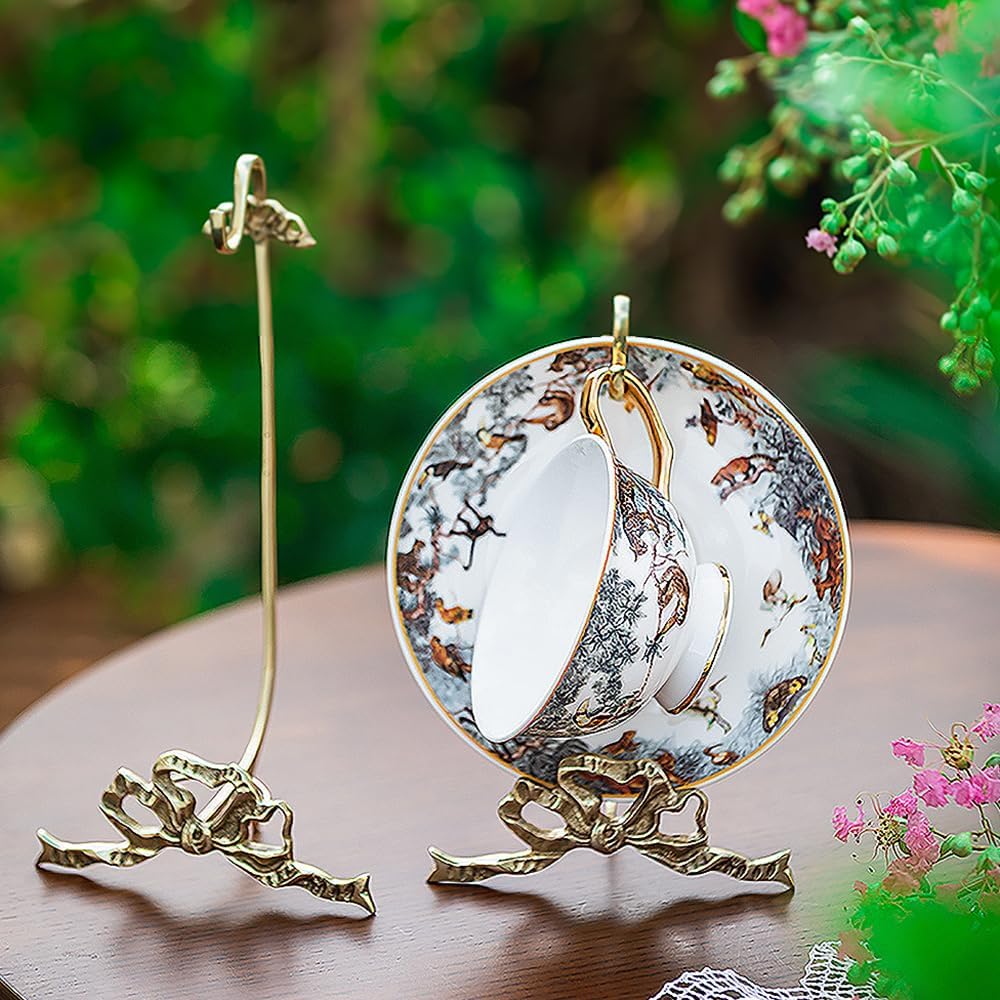1 Mug Hooks, Brass Material, Classic Durability, countertop Teacup Display Stand, Vintage Coffee Mug Storage Stand, for Restaurants, cafes and Kitchens, Home Decor, Home Storage。 (Large)