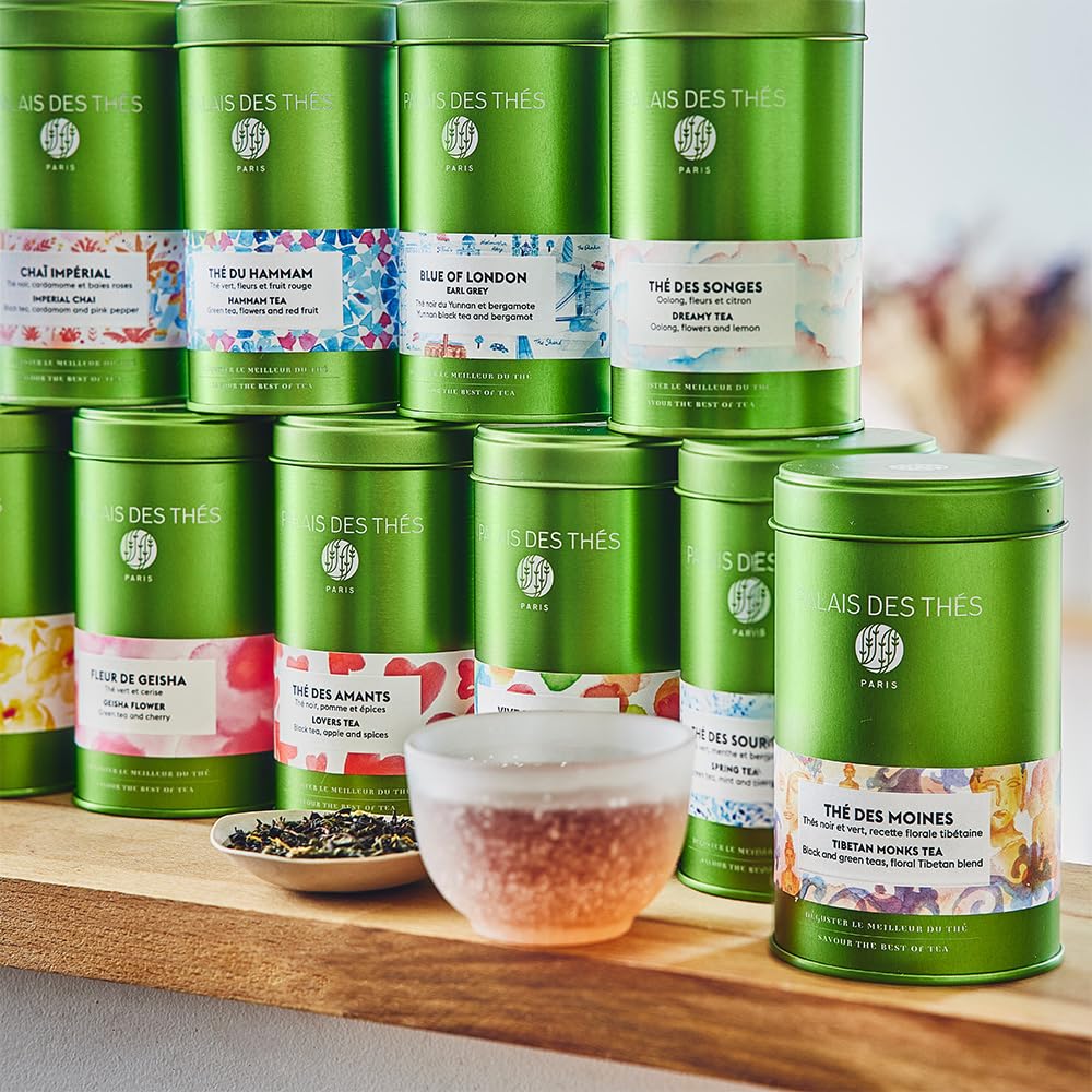 Palais des Thés - Paris For You By Day - Green Tea, Rose & Raspberry - 3.5oz Loose Leaf Metal Gift Tin, Serves 20-25 Cups