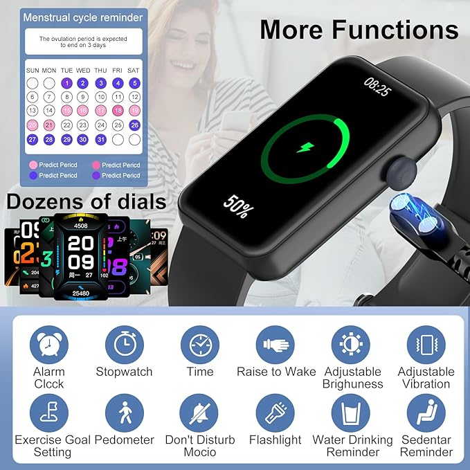 Smart Watch Health Fitness Tracker Watch for Women Men with Heart Rate Blood Oxygen Monitor Sleep Tracker 100+ Exercise Modes