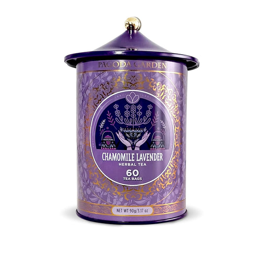 Life Plus Style Gourmet Pagoda Garden Chamomile Lavender Organic Herbal Tea Caffeine Free Hot or Iced Floral Blend Natural Delicious Sleep Tea 60 Tea Bags
