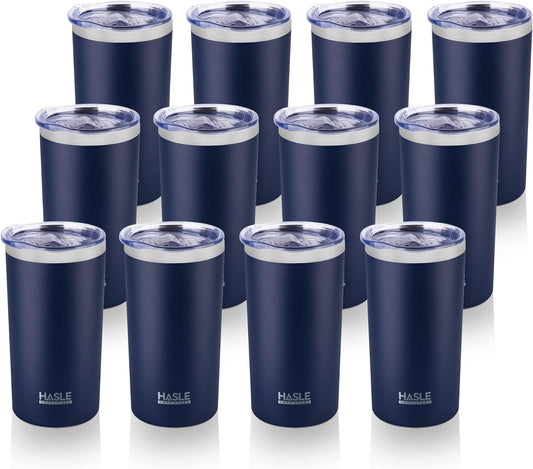 HASLE OUTFITTERS 12 oz Skinny Tumbler, Stainless Steel Insulated Slim Tumbler set bulk with Lid, Reusable Double Wall Travel Coffee Mug, Durable Powder Coated Travel Water Cup(Navy,12)