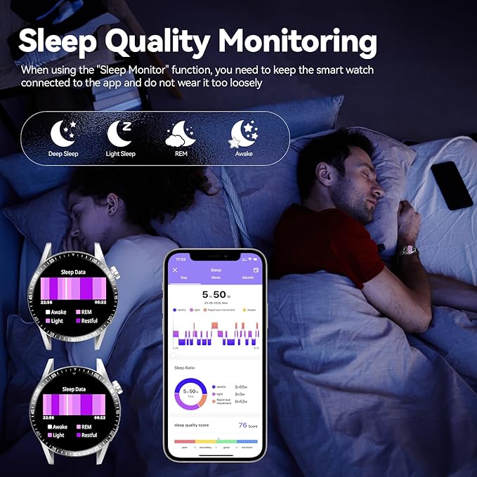 Smart Watch for Men with Answer/Make Calls, 1.39" HD Always Display Fitness Tracker Watch with Waterproof 190+Sports Modes Health Monitor Sleep Monitor for iOS Android (Silver)