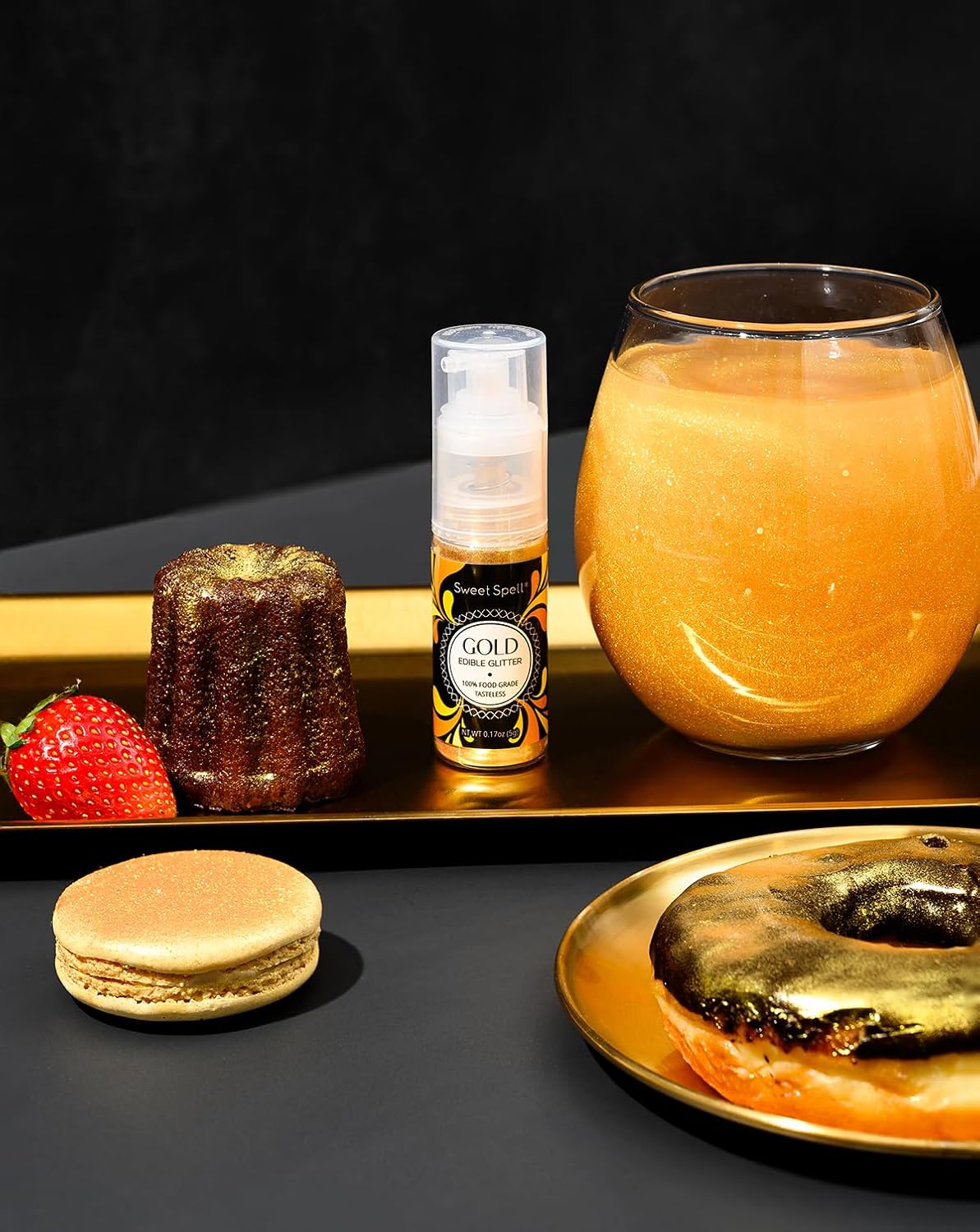 Sweet Spell Edible Cake Glitter Spray – Shimmering Magic for Cakes Decorating & Cocktails – 100% Edible, Food-Grade, Vegan, Gluten-Free (Gold)