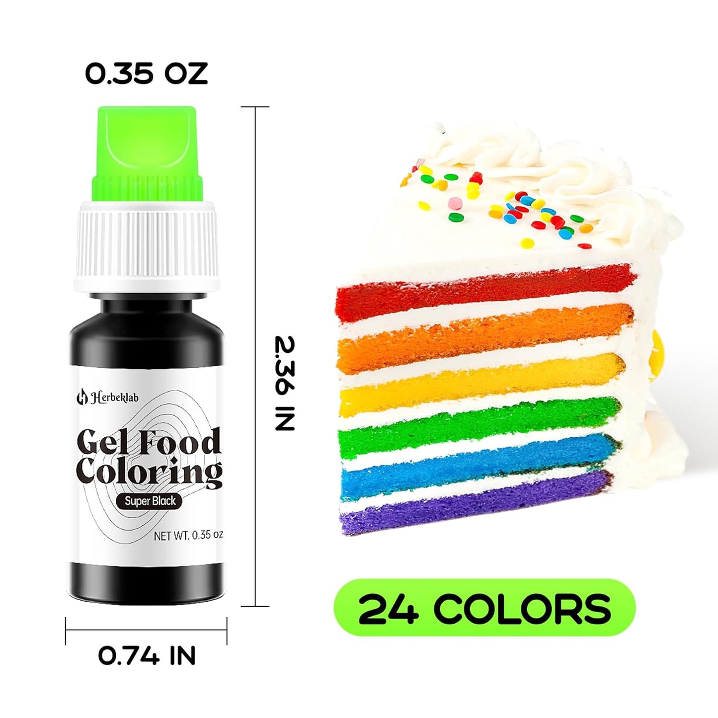 Gel Food Coloring 24 Colors x 0.35 oz Concentrated Gel Based Food Dye Vibrant Icing Colors Neon Food Coloring for Baking Cake Decorating Cookies Fondant, 10g / Bottle