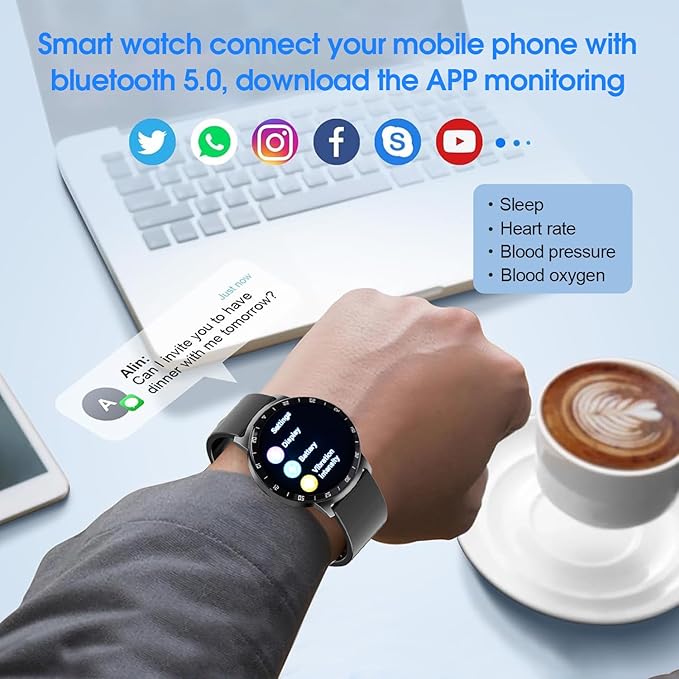 Smart Watch with Earbuds, 2 in 1 Sports Watch with Wireless Earphones, 1.39" IPS Large Touch-Screen IP67 Waterproof Rugged Fitness Tracker (Answer/Calls) Smartwatch (Black)